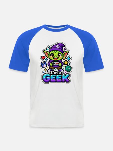 ICH BIN EIN NERD - Goblinspieler - Männer Baseball-T-Shirt - Weiß/Royalblau