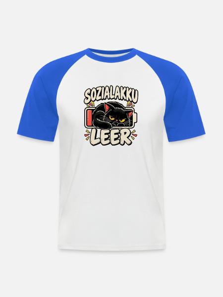 Sozialakku leer Katze - Männer Baseball-T-Shirt - Weiß/Royalblau