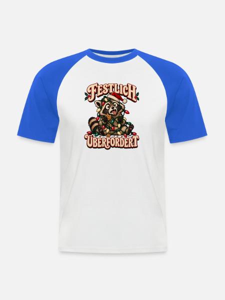 Festlich überfordert Waschbär - Männer Baseball-T-Shirt - Weiß/Royalblau