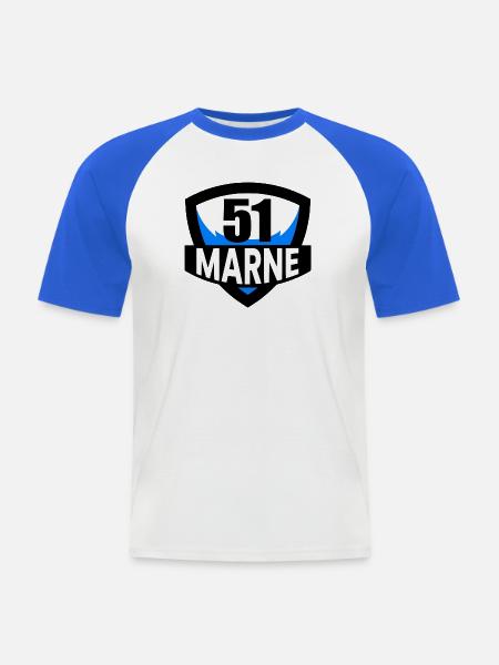 51 Marne - Männer Baseball-T-Shirt - Weiß/Royalblau