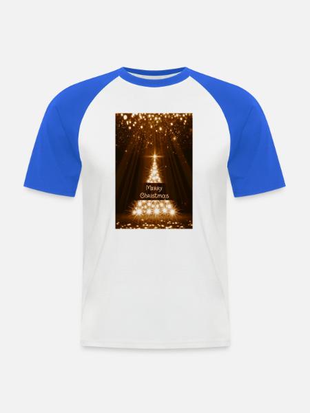 Leuchtender Glitzer-Weihnachtsbaum - Männer Baseball-T-Shirt - Weiß/Royalblau