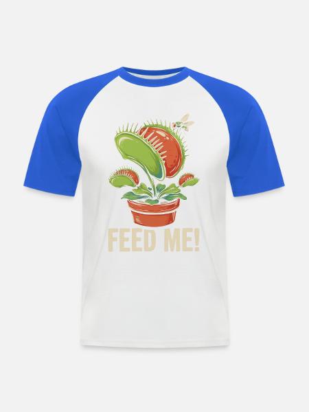 Fress mich Venusfliegenfalle - Männer Baseball-T-Shirt - Weiß/Royalblau