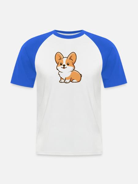 Corgi - Männer Baseball-T-Shirt - Weiß/Royalblau