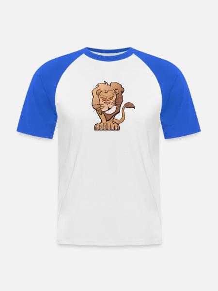 Grumpy Lion - Männer Baseball-T-Shirt - Weiß/Royalblau