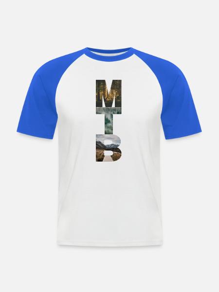 MTB- und Naturthema - Männer Baseball-T-Shirt - Weiß/Royalblau