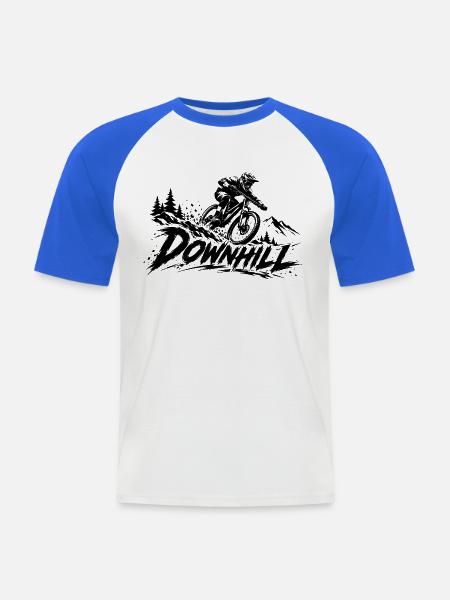 Downhill Mountainbike – MTB Motiv - Männer Baseball-T-Shirt - Weiß/Royalblau