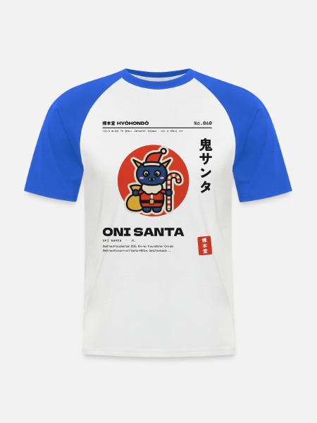 Japanisches Weihnachten Oni - Männer Baseball-T-Shirt - Weiß/Royalblau
