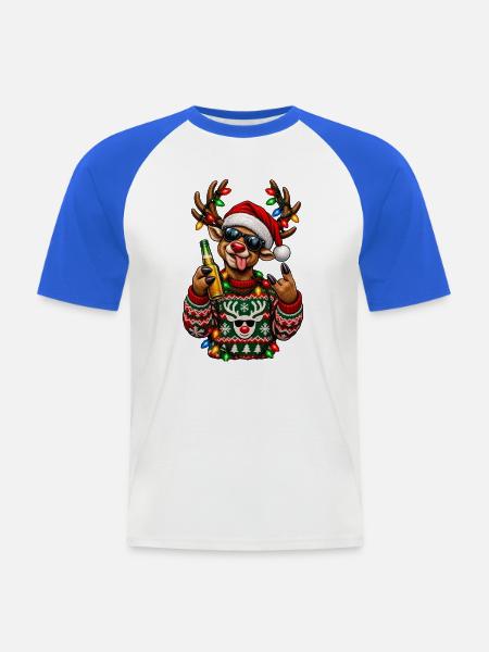 Ugly Christmas - Männer Baseball-T-Shirt - Weiß/Royalblau