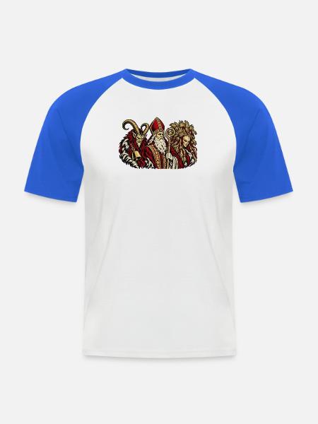 Krampus, Nikolaus und Percht - Männer Baseball-T-Shirt - Weiß/Royalblau