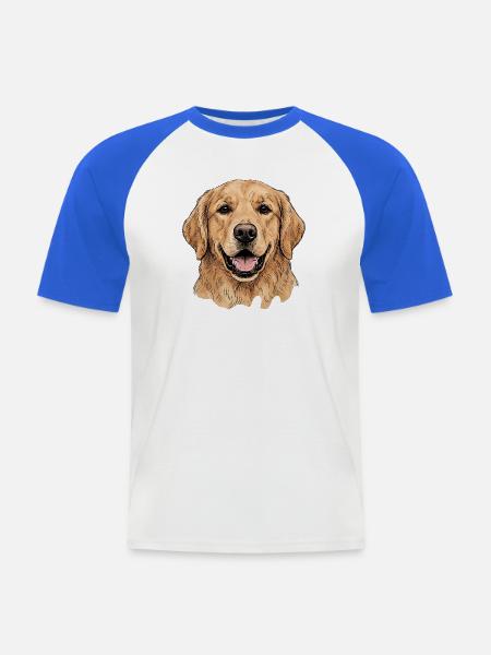 Goldener Retriever Porträt Illustration - Männer Baseball-T-Shirt - Weiß/Royalblau