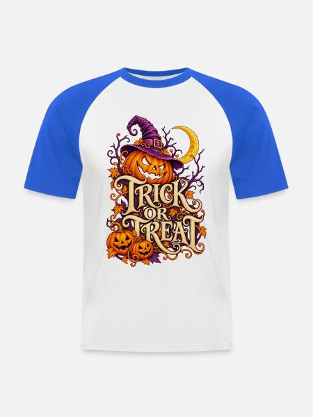 Halloween - Trick or Treat - Männer Baseball-T-Shirt - Weiß/Royalblau