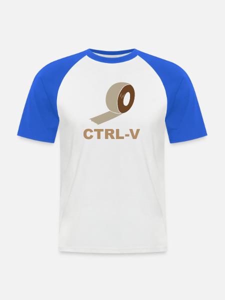 Strg-V Retro Ribbon - Männer Baseball-T-Shirt - Weiß/Royalblau