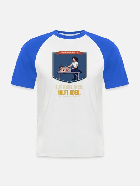 Physiotherapeutin – Geschenk Physio Spruch lustig - Männer Baseball-T-Shirt - Weiß/Royalblau