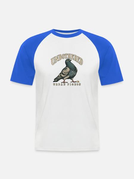 Unbothered Urban Pigeon Lustige Stadttaube - Männer Baseball-T-Shirt - Weiß/Royalblau