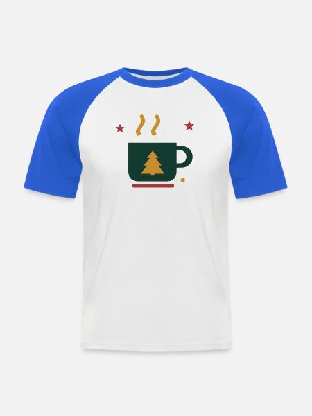 Winterkakao mit Tannenbaum – Adventsmotiv - Männer Baseball-T-Shirt - Weiß/Royalblau