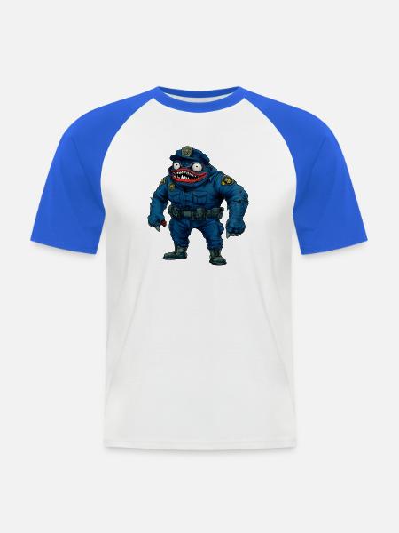 Monster Polizei / Halloween Cop - Männer Baseball-T-Shirt - Weiß/Royalblau
