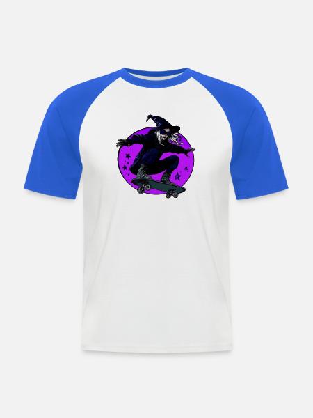 Hexen Skaterin Halloween - Männer Baseball-T-Shirt - Weiß/Royalblau