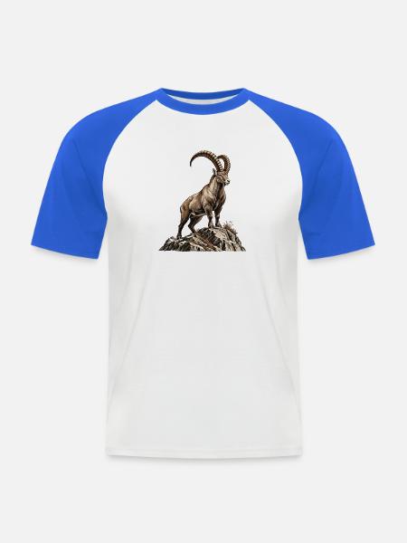 Alpensteinbock – König der Felsen - Männer Baseball-T-Shirt - Weiß/Royalblau