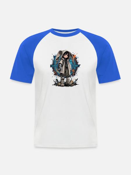 Baby-Cyborg im Cyberpunk-Viertel - Männer Baseball-T-Shirt - Weiß/Royalblau