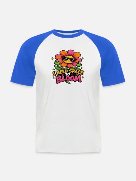 Wütende Blume – Ich brauche Abstand - Männer Baseball-T-Shirt - Weiß/Royalblau