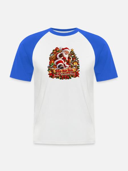 Santa Geschenke Weihnachtsfreude - Männer Baseball-T-Shirt - Weiß/Royalblau