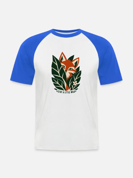 Waldfuchs im Laub - Männer Baseball-T-Shirt - Weiß/Royalblau