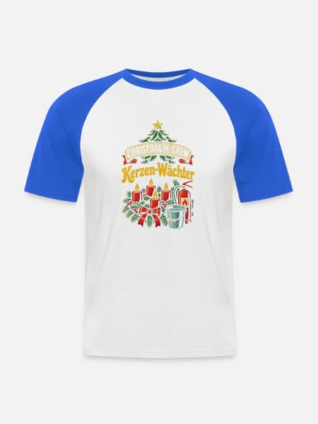 Christbaum-Crew Kerzen-Wächter - Männer Baseball-T-Shirt - Weiß/Royalblau