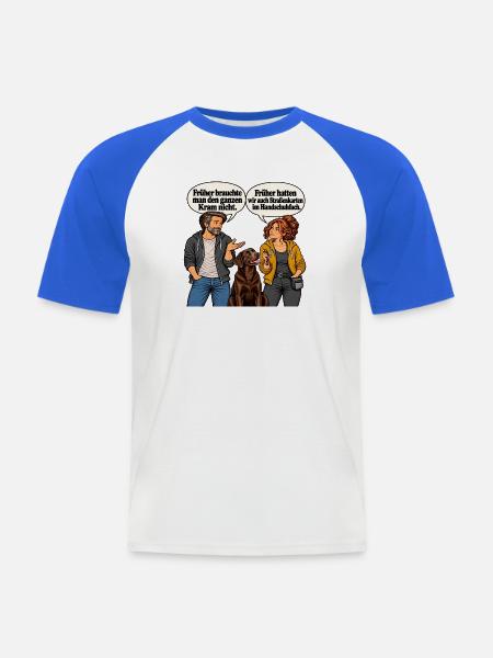 Strassenkarten-Spruch_beim_Hundetraining - Männer Baseball-T-Shirt - Weiß/Royalblau