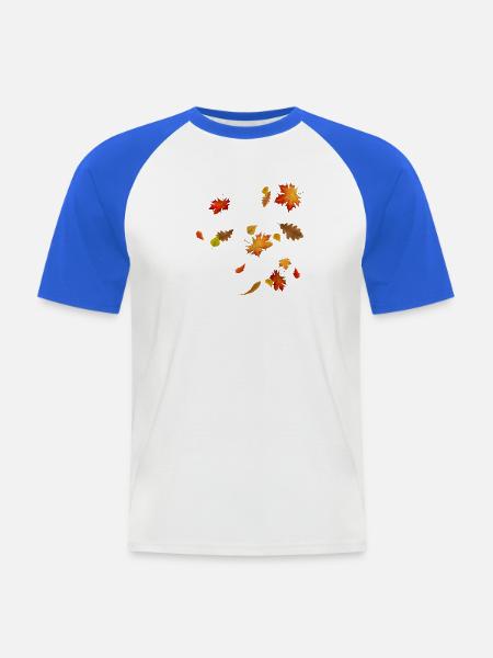 Herbstblätter - Bunt wirbelndes Laub - Männer Baseball-T-Shirt - Weiß/Royalblau