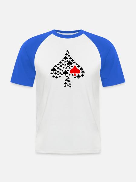 Roter Spaten Karten - Männer Baseball-T-Shirt - Weiß/Royalblau