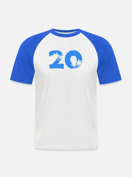 Sommer 20 Palmen Silhouette - Männer Baseball-T-Shirt - Weiß/Royalblau