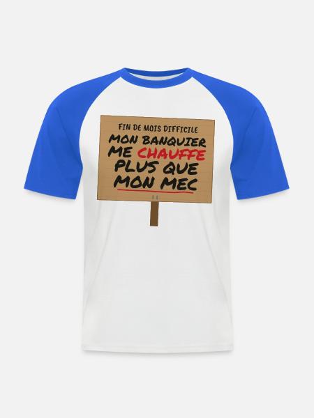 Monatsende mein Banker-Humor - Männer Baseball-T-Shirt - Weiß/Royalblau