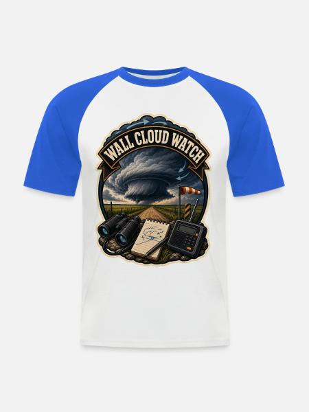 WALL CLOUD WATCH Wolken - Männer Baseball-T-Shirt - Weiß/Royalblau