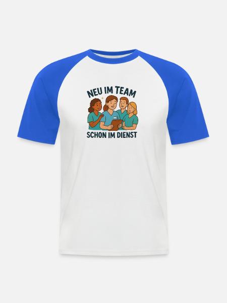 Neue Pflegefachkraft Geschenk zum Teamstart - Männer Baseball-T-Shirt - Weiß/Royalblau