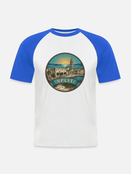 Split Kroatien Reiseabzeichen Diokletians Andenken - Männer Baseball-T-Shirt - Weiß/Royalblau
