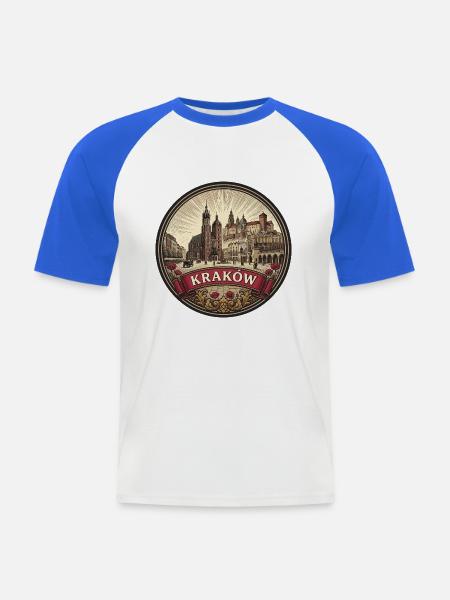Krakauer Polen Reiseabzeichen St. Marien-Souvenir - Männer Baseball-T-Shirt - Weiß/Royalblau