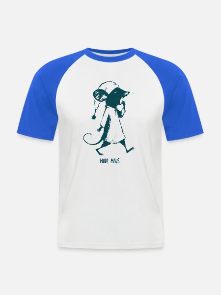 Müde Maus Schlafenszeit - Männer Baseball-T-Shirt - Weiß/Royalblau