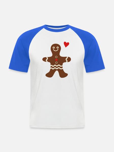 Lebkuchen_Herz - Männer Baseball-T-Shirt - Weiß/Royalblau