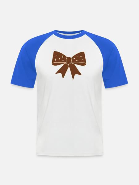 Braune Sternen-Schleife - Männer Baseball-T-Shirt - Weiß/Royalblau