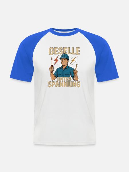 Geschenk zur bestandenen Elektriker-Gesellenprüfun - Männer Baseball-T-Shirt - Weiß/Royalblau