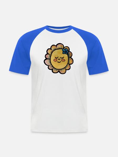 Sonnenblütende Sonne - Männer Baseball-T-Shirt - Weiß/Royalblau