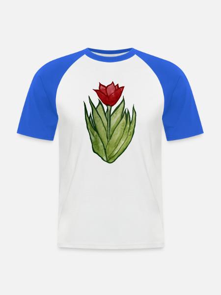 Tulpen-Aquarellblüte - Männer Baseball-T-Shirt - Weiß/Royalblau
