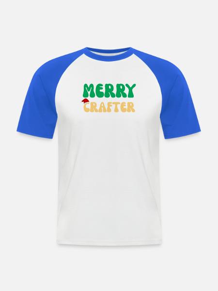 Fröhliches Bastelhandwerker-Weihnachtsgeschenk Retro-DIY-Stricken Ho - Männer Baseball-T-Shirt - Weiß/Royalblau