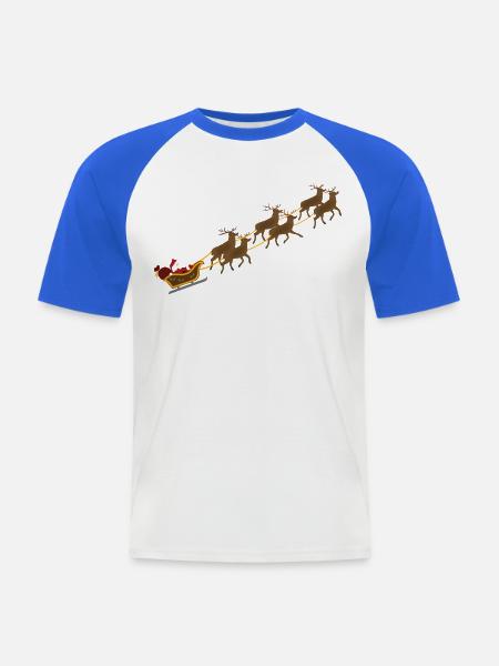 Weihnachtsschlitten - Männer Baseball-T-Shirt - Weiß/Royalblau