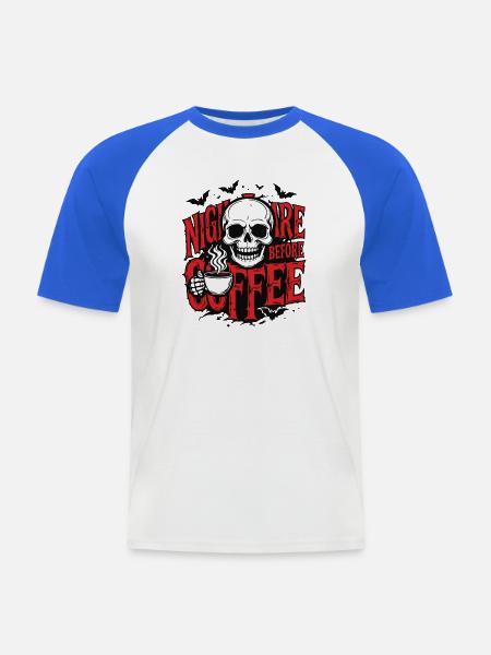 Albtraum vor dem Kaffee - Männer Baseball-T-Shirt - Weiß/Royalblau
