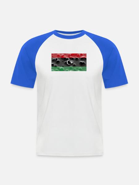 Libyen - Männer Baseball-T-Shirt - Weiß/Royalblau