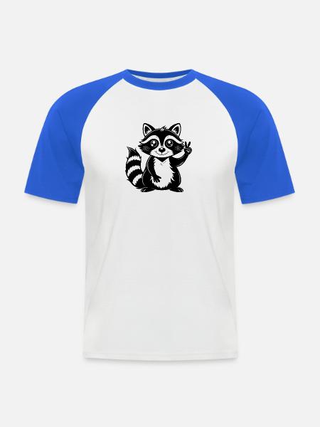 Peace-Sign-Waschbär - Männer Baseball-T-Shirt - Weiß/Royalblau