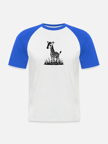 Süße Baby-Giraffen - Männer Baseball-T-Shirt - Weiß/Royalblau