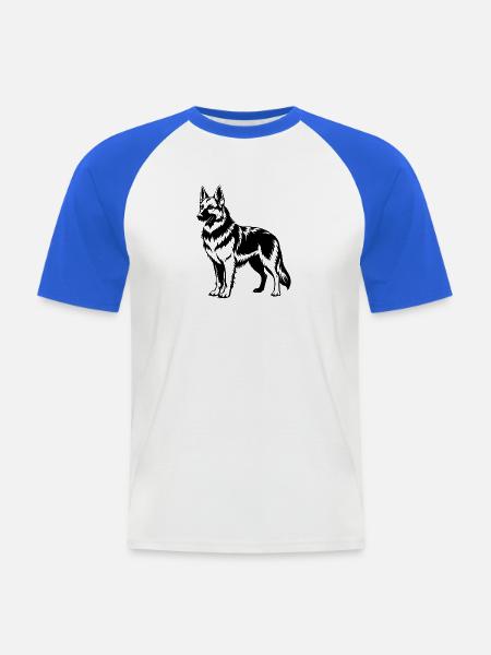 Deutscher Schäfer - Männer Baseball-T-Shirt - Weiß/Royalblau