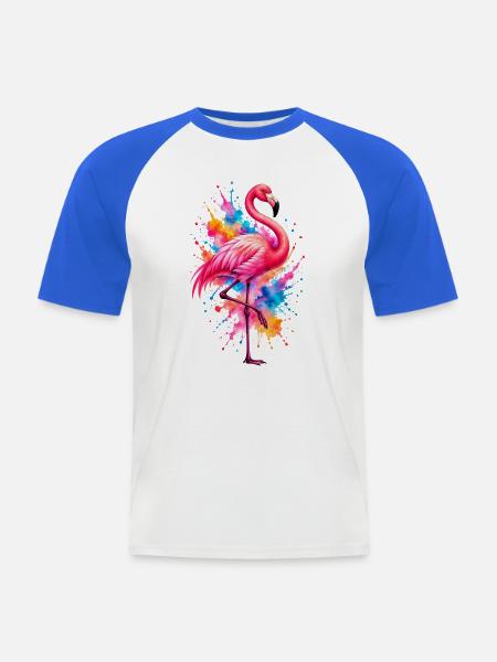 Niedlicher Flamingo Süße Flamingos - Männer Baseball-T-Shirt - Weiß/Royalblau